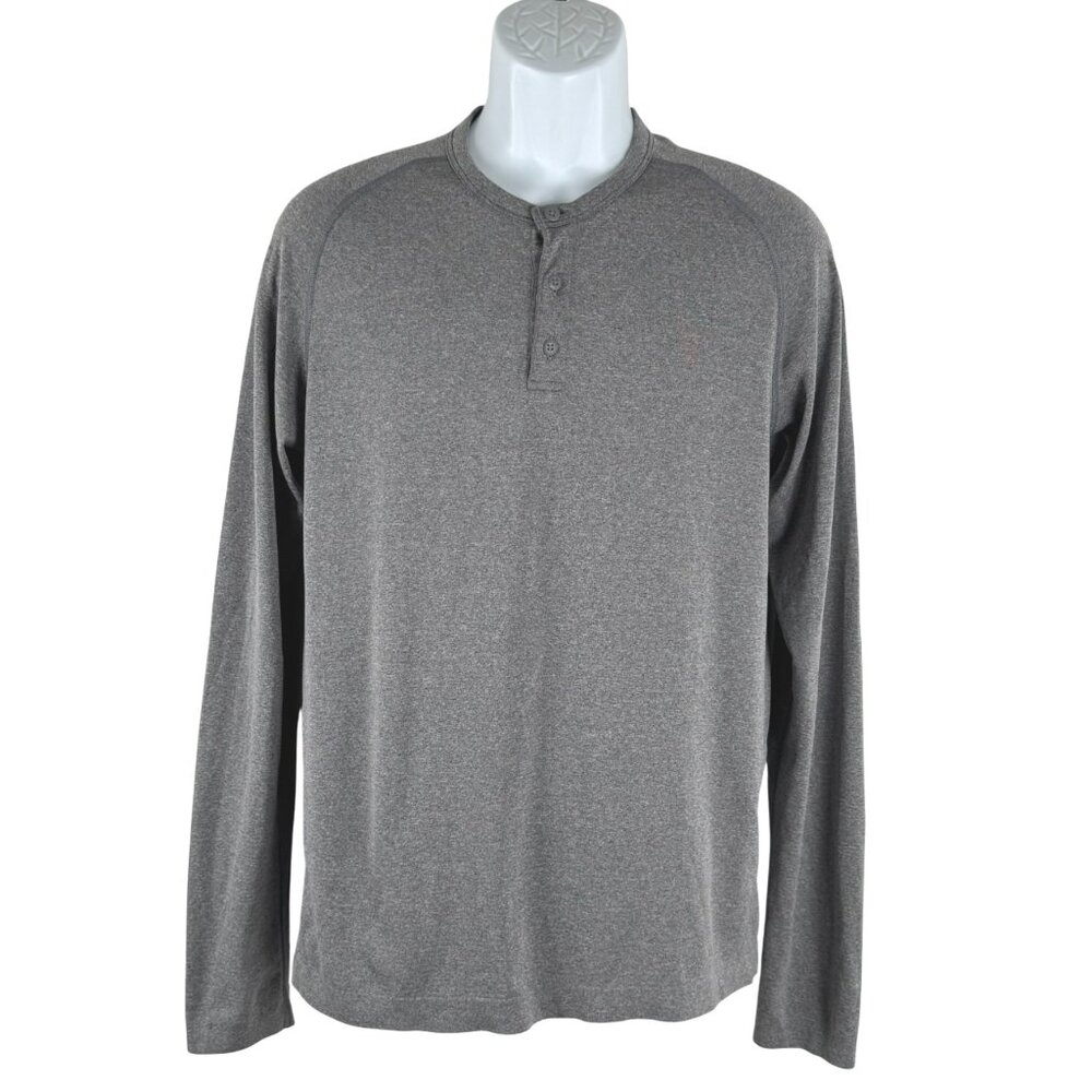 Lululemon Henley Shirt Top Mens Medium Gray Long Sleeve Casual TP-3380‎